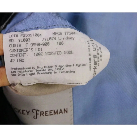 Hickey-Freeman Current Lindsey Navy Blue Pinstripe 2-Btn Suit Jacket Blazer 42L - Picture 9 of 9